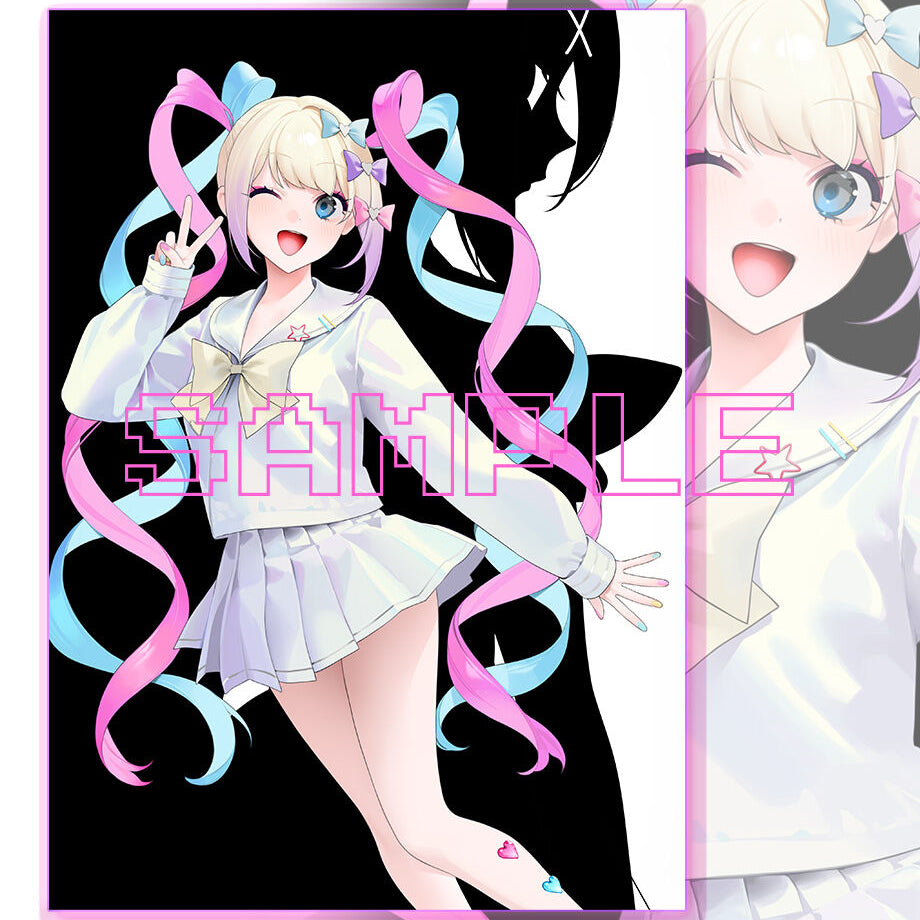お久しぶり先生描き下ろし「超絶最かわてんしちゃん＆あめちゃん」複製原画 詳細画像2