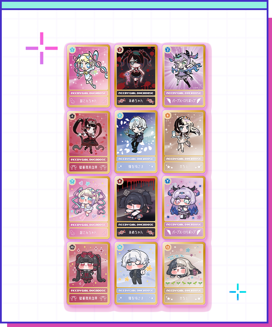【POP-UP STORE in 東名阪2026】ニディガトレーディングホログラムカード ver.2｜超てんちゃん・あめちゃん・パープル・ロリポップ・獄薔薇美血華・禰智禍さま・かちぇ｜NEEDY GIRL OVERDOSE 公式グッズ