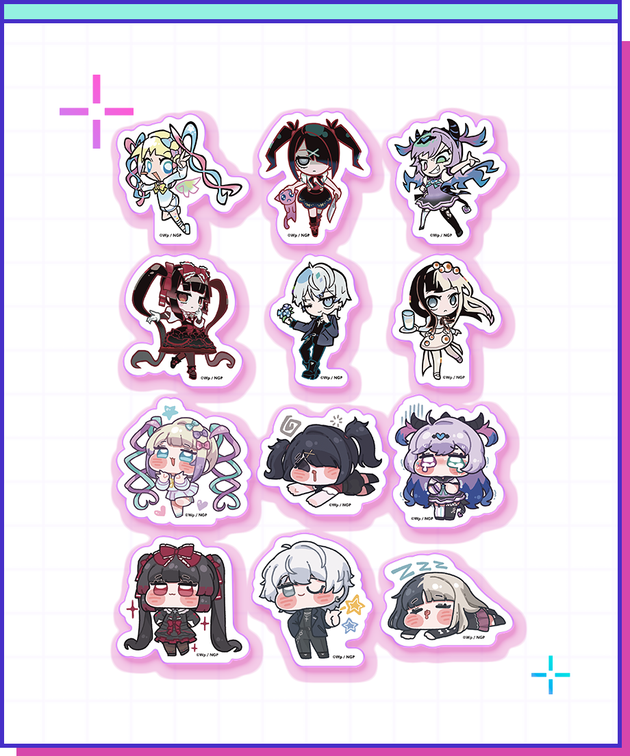 【POP-UP STORE in 東名阪2026】ニディガトレーディングステッカー（ぎらっ&もちっ ver.）｜超てんちゃん・あめちゃん・パープル・ロリポップ・獄薔薇美血華・禰智禍さま・かちぇ｜NEEDY GIRL OVERDOSE 公式グッズ